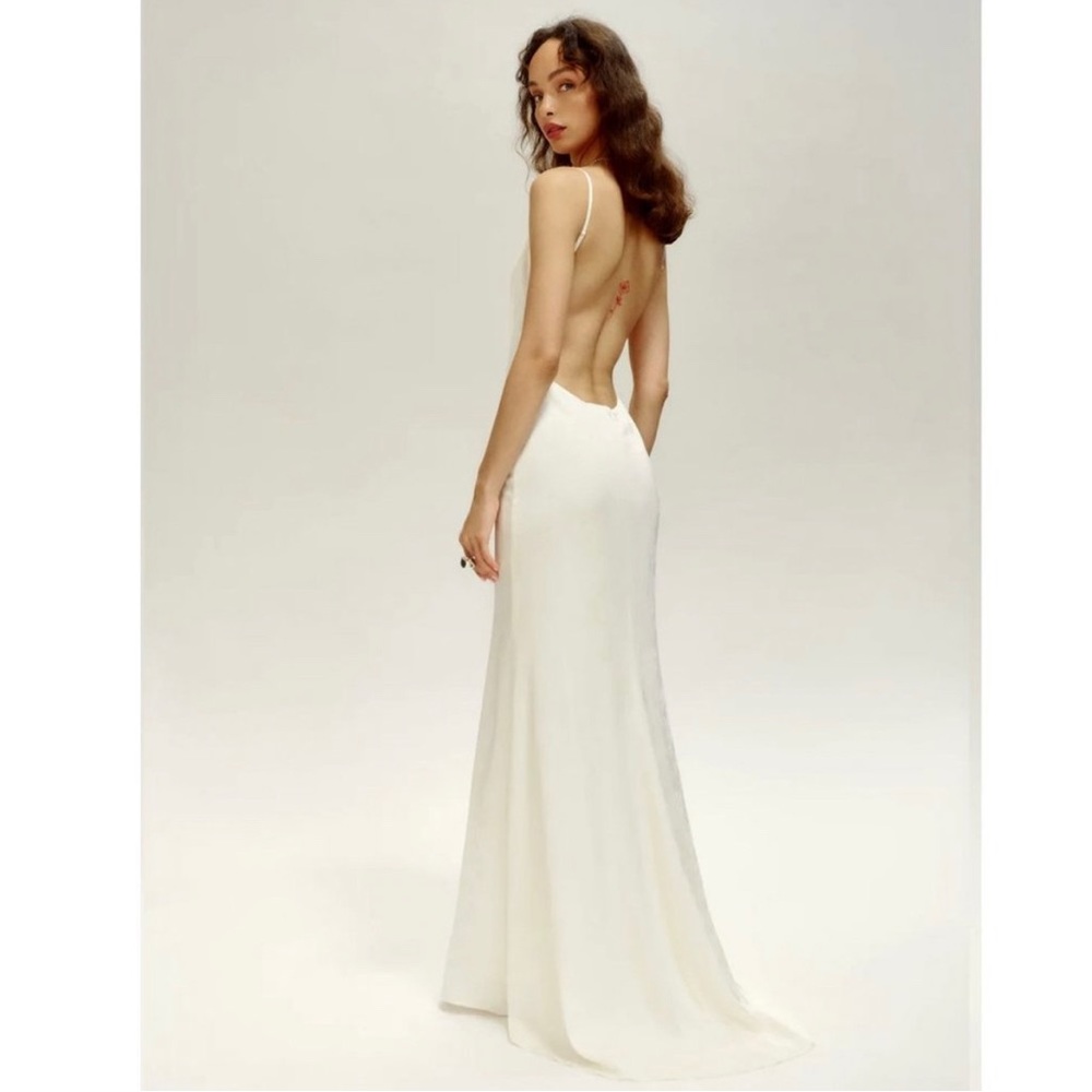 NWT Reformation Allium Ivory Bridal Silk Floral Backless Gown Dress